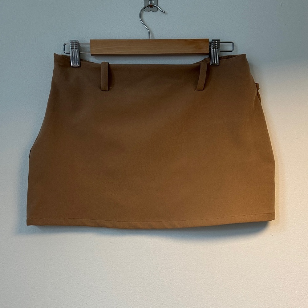 Artless Forever Minimalist Tan Mini Skirt